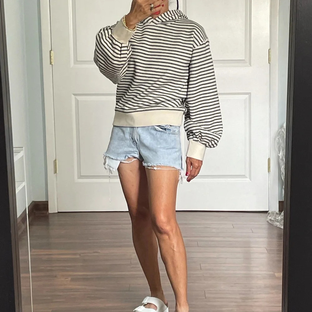 Lou & Grey Stripe Balloon Sleeves Hoodie size S - Picture 2 of 14